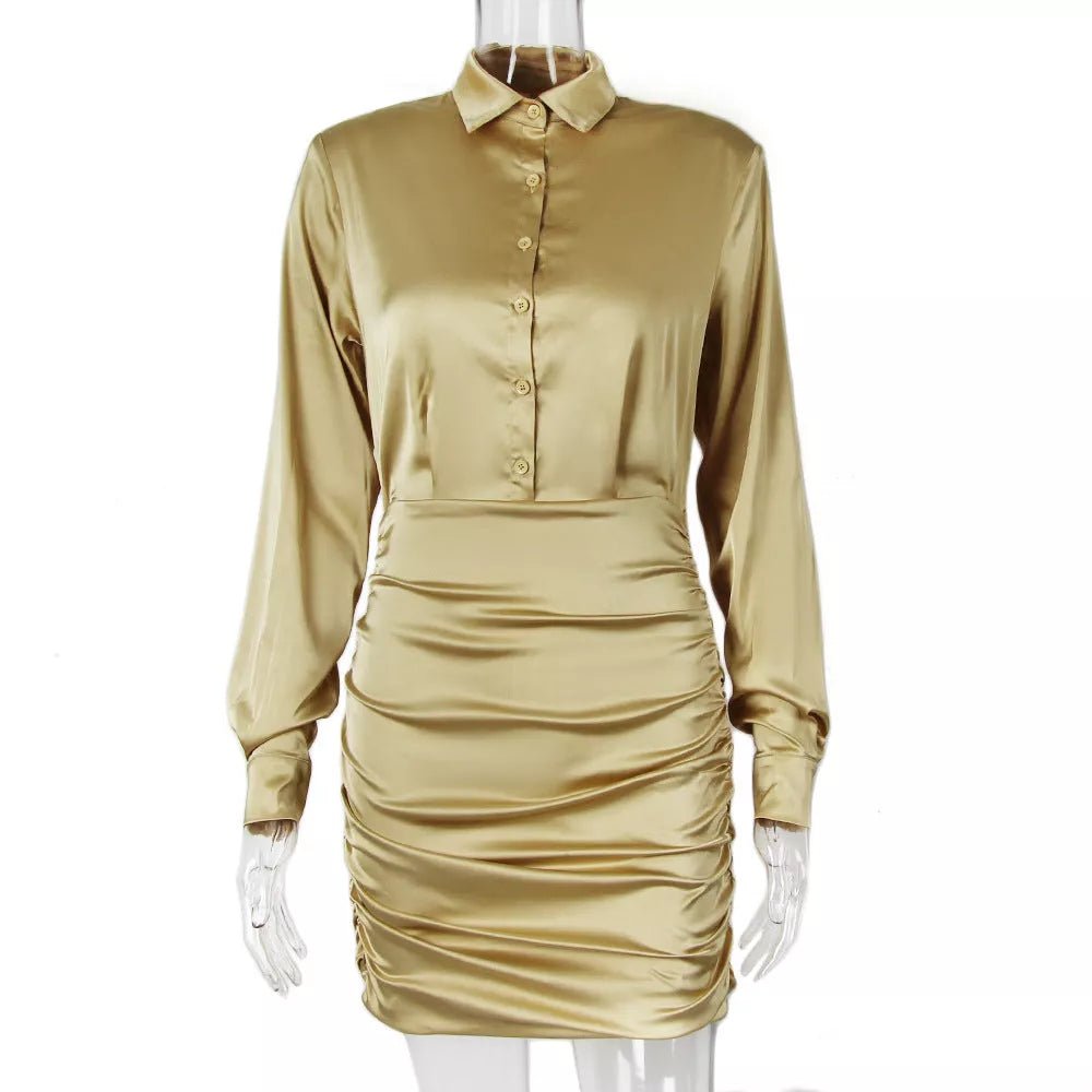 Miss Independent Gold Shirt Dress - London's Closet Boutique