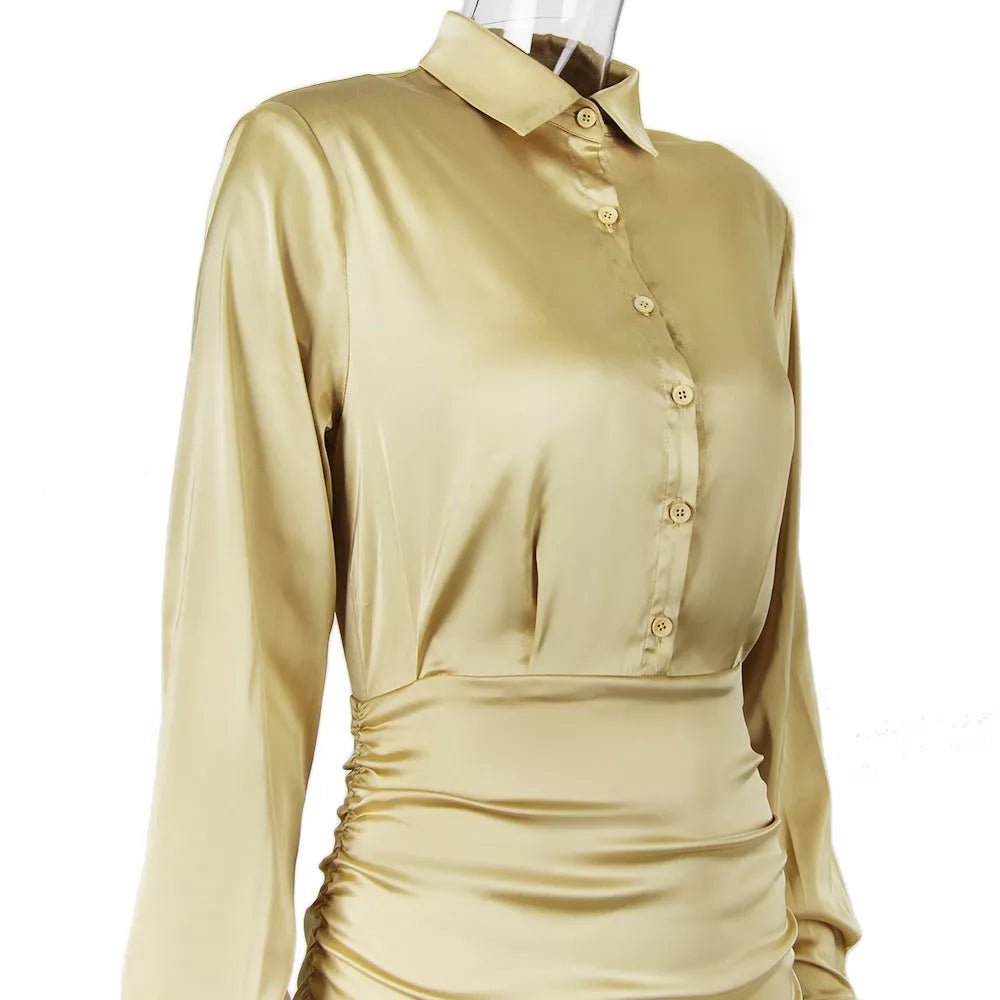 Miss Independent Gold Shirt Dress - London's Closet Boutique