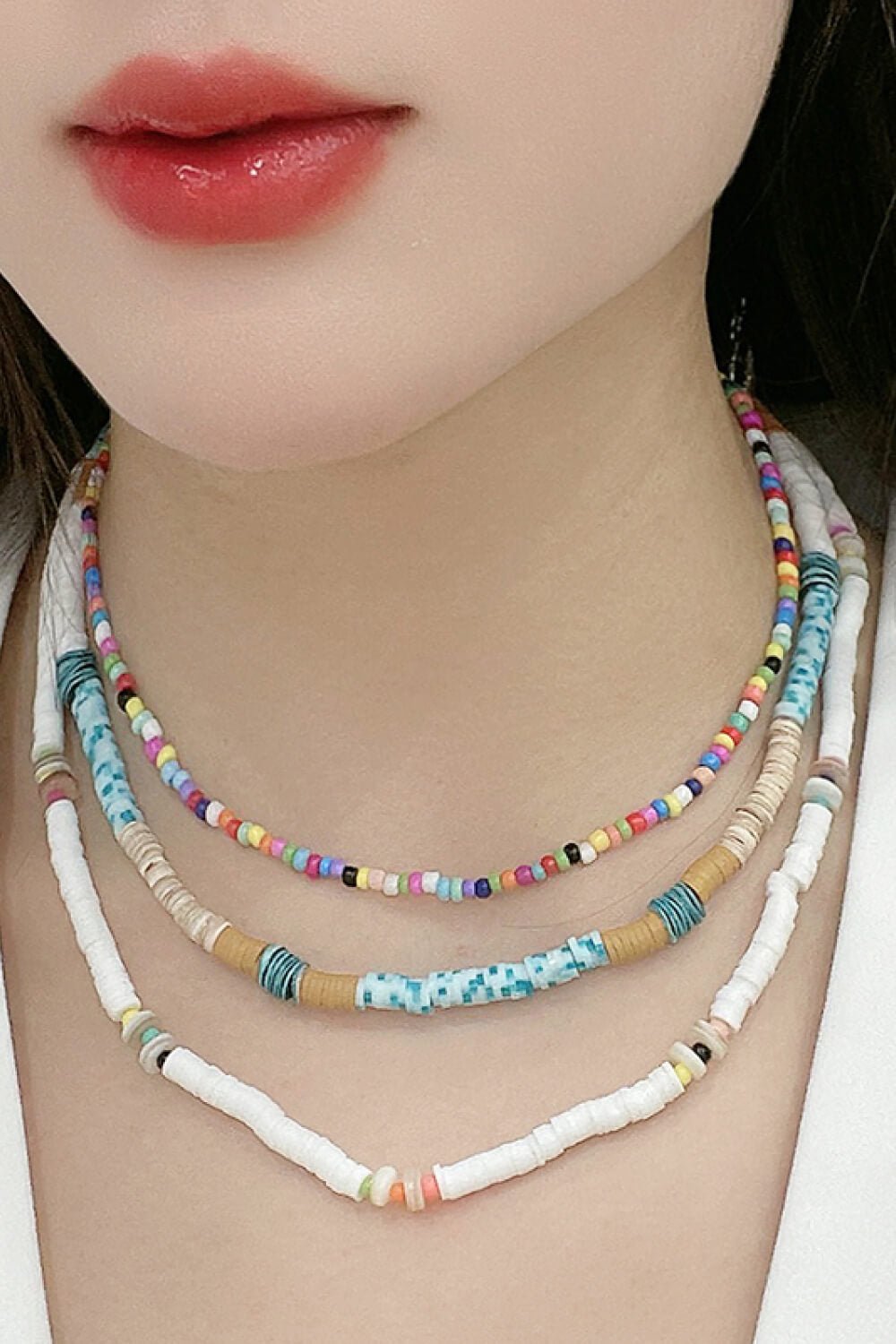 Multicolored Bead Necklace Three-Piece Set - London's Closet Boutique