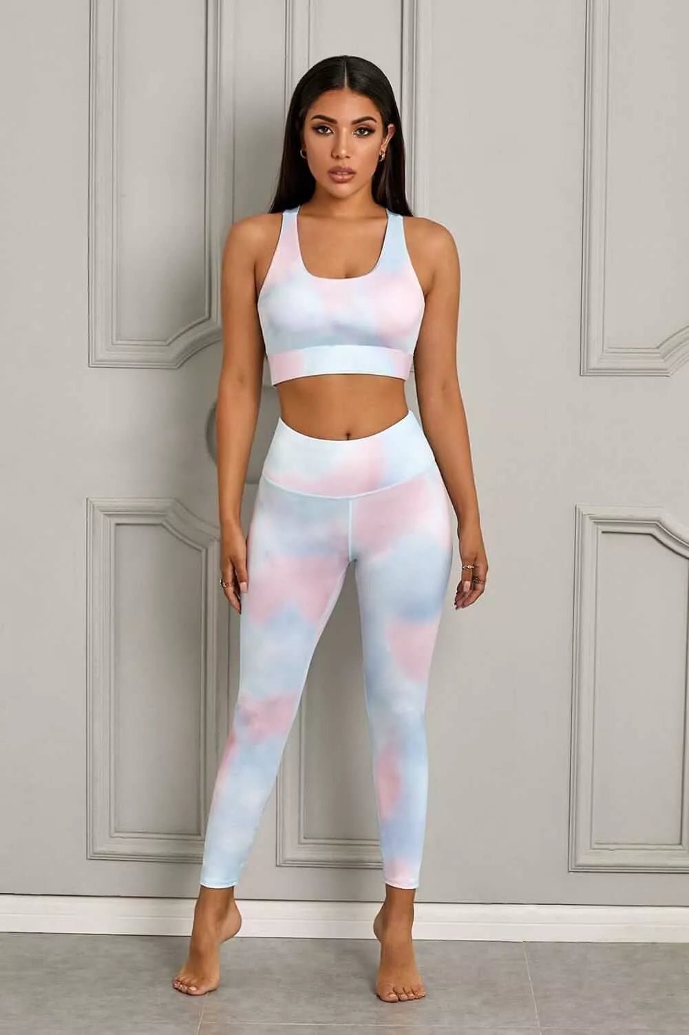 Printed Sports Bra and Leggings Set - London's Closet Boutique