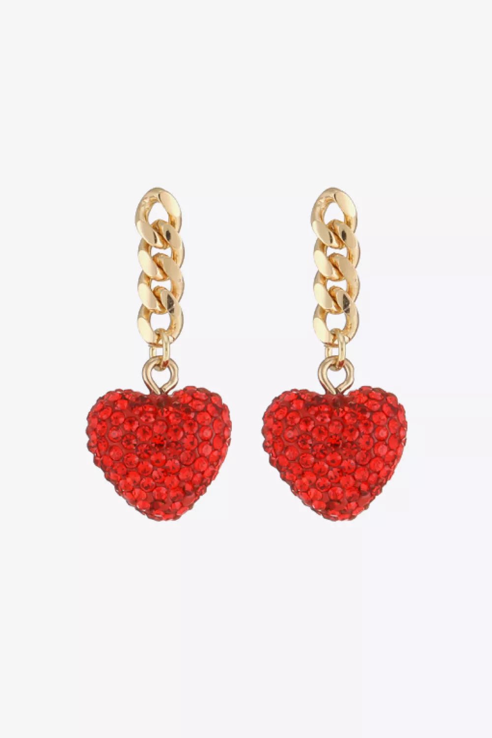 Rhinestone Heart Chain Drop Earrings - London's Closet Boutique