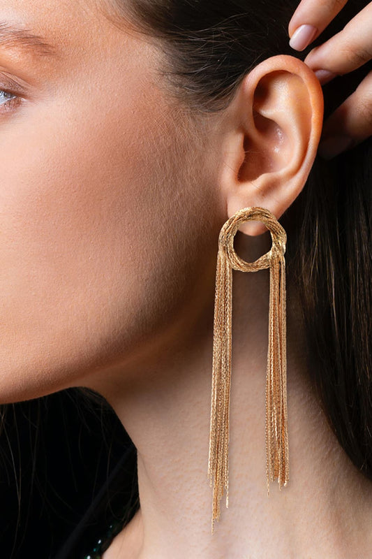 Round Shape Fringed Copper Earrings - London's Closet Boutique