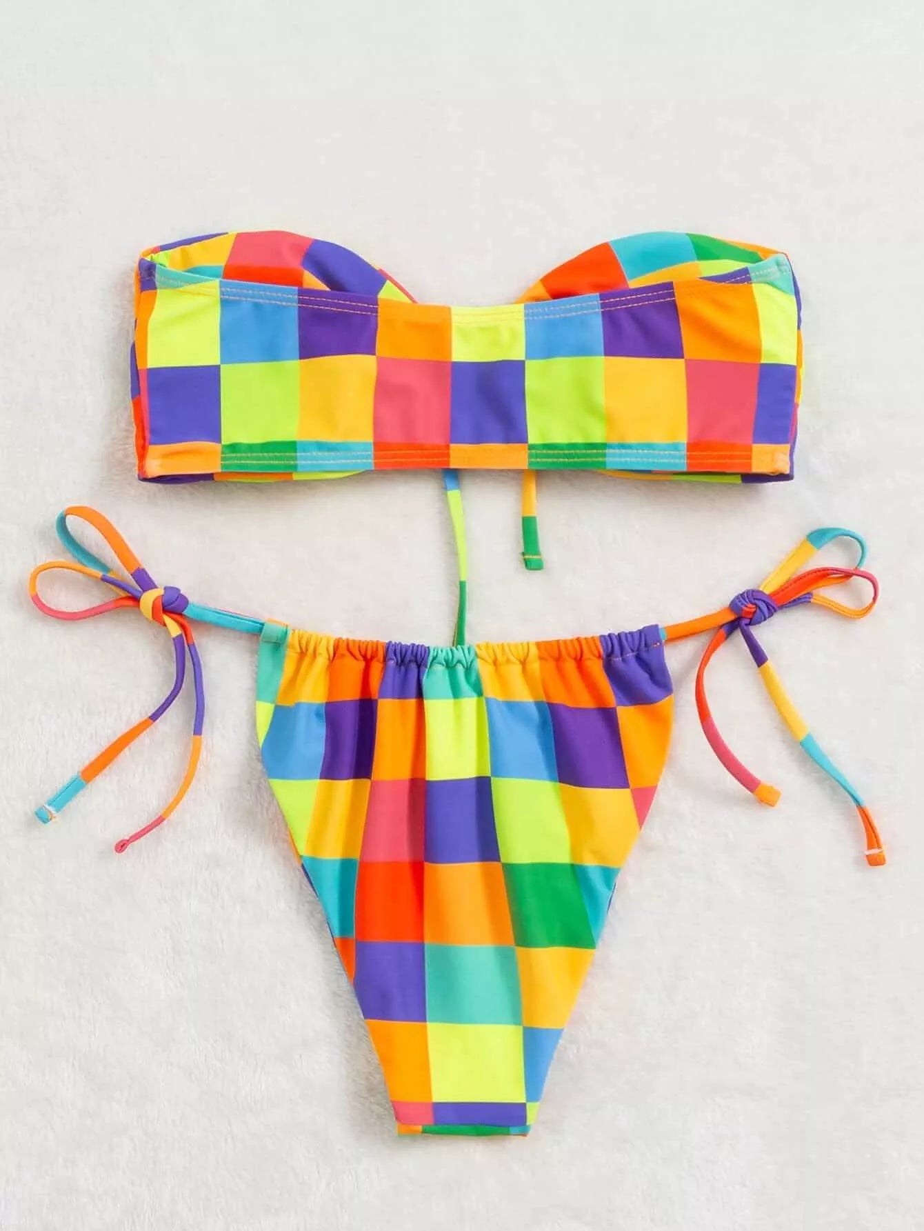 Sexy Tube Top Strap Candy Color Swimsuit - London's Closet Boutique