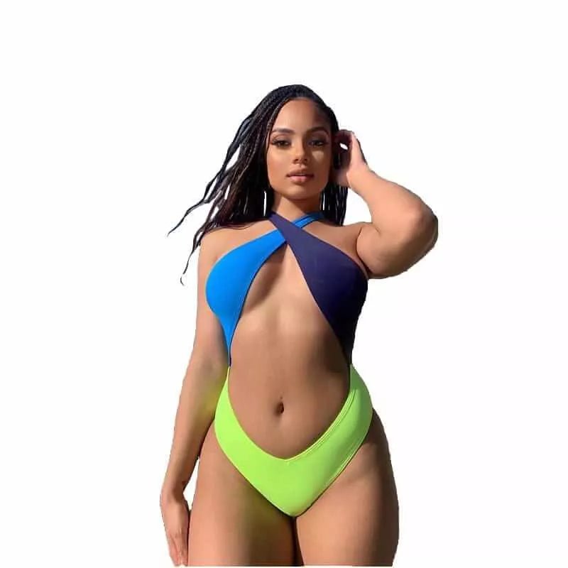 Three-Color Stitching Sexy Cute One-Piece Swimsuit - London's Closet Boutique