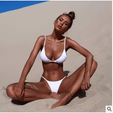 Women Split Pure Color Bikini Swimsuit - London's Closet Boutique