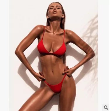 Women Split Pure Color Bikini Swimsuit - London's Closet Boutique